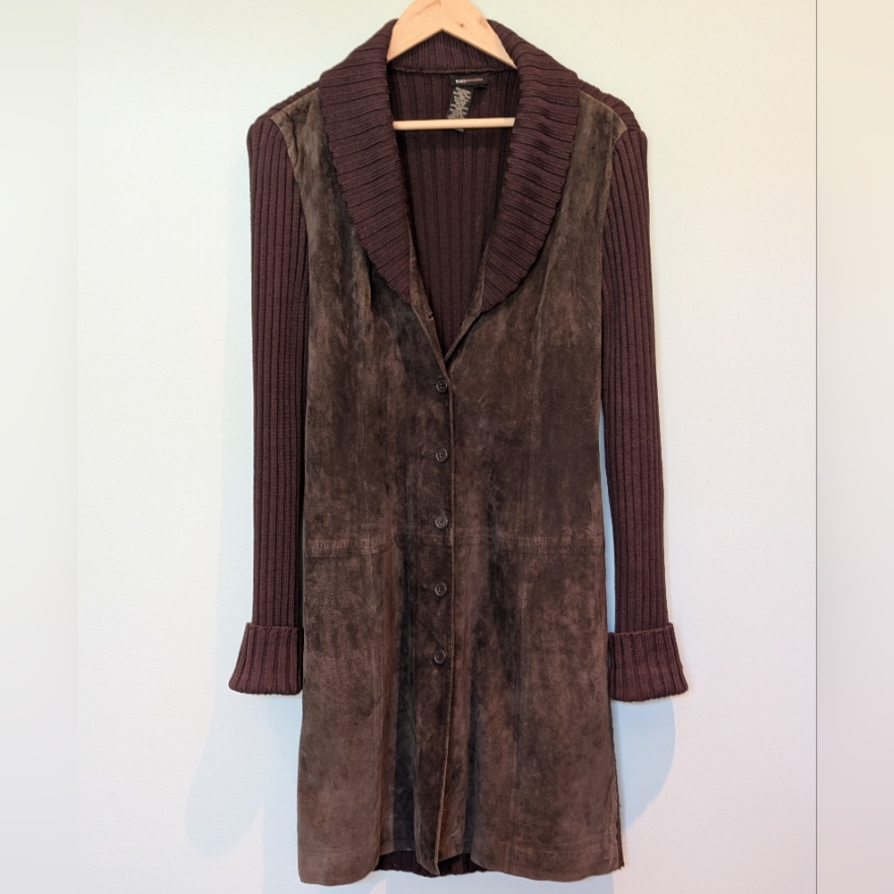 BCBGMaxAzria Y2K Statment Piece Leather Wool Acrylic